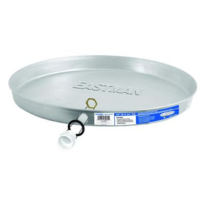 Eastman Aluminum Water Heater Drain Pan with PVC Fittings, 24 Inch ID x 26 Inch OD Compression, 60079