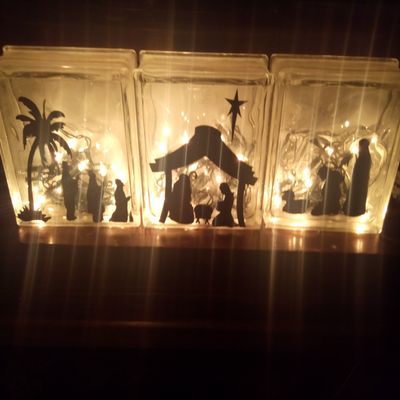 Walls with Style Nativity Scene for Walls or Glass Blocks Christmas Vinyl Decor, (Black)