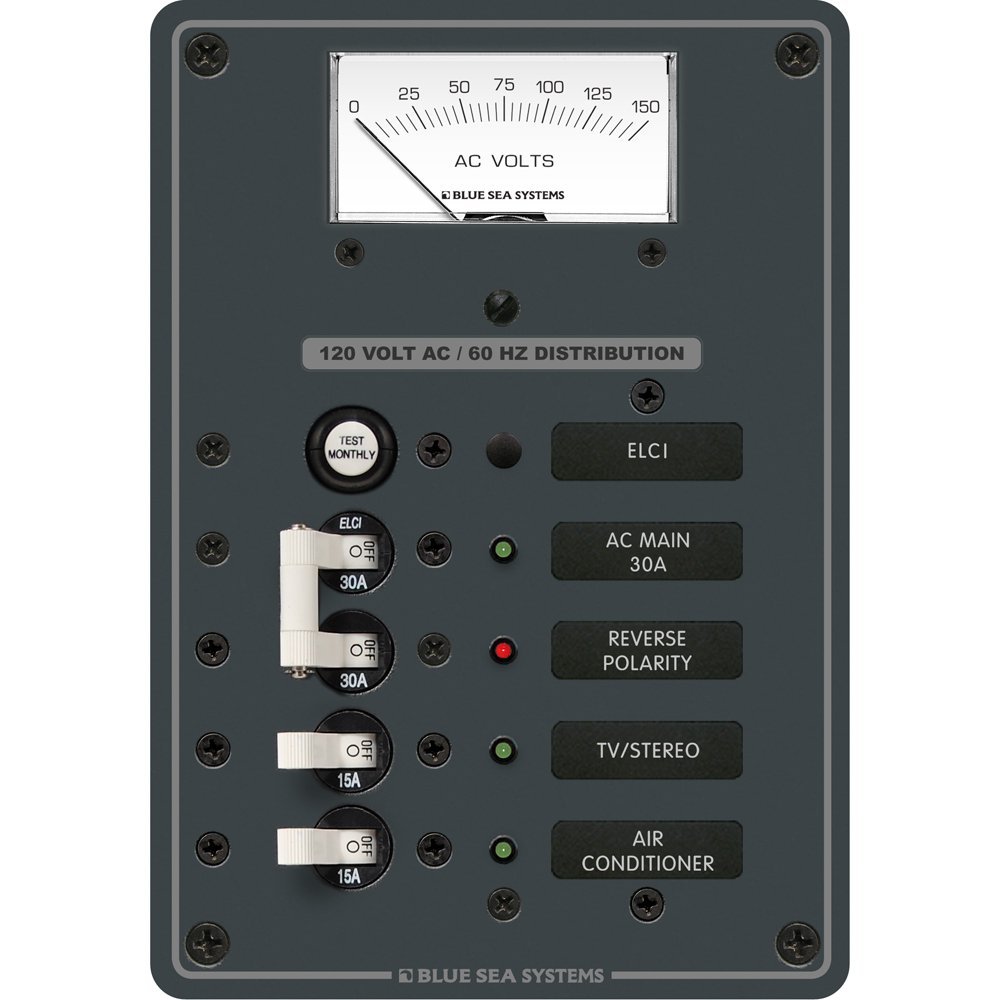 Blue Sea Systems 8102 ELCI Main 30A Double Pole + 2 Positions with Voltmeter