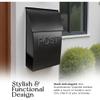 NACH Mailboxes for Outside Wall Mount, 15 x 10 x 4 inches, Black Wall Mounted Mailbox and Newspaper Holder, Waterproof Mailbox for Door - The Milano Mailbox view 2