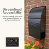 NACH Mailboxes for Outside Wall Mount, 15 x 10 x 4 inches, Black Wall Mounted Mailbox and Newspaper Holder, Waterproof Mailbox for Door - The Milano Mailbox view 3