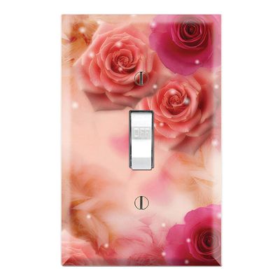 Graphics Wallplates - Pink Roses - Single Toggle Wall Plate Cover