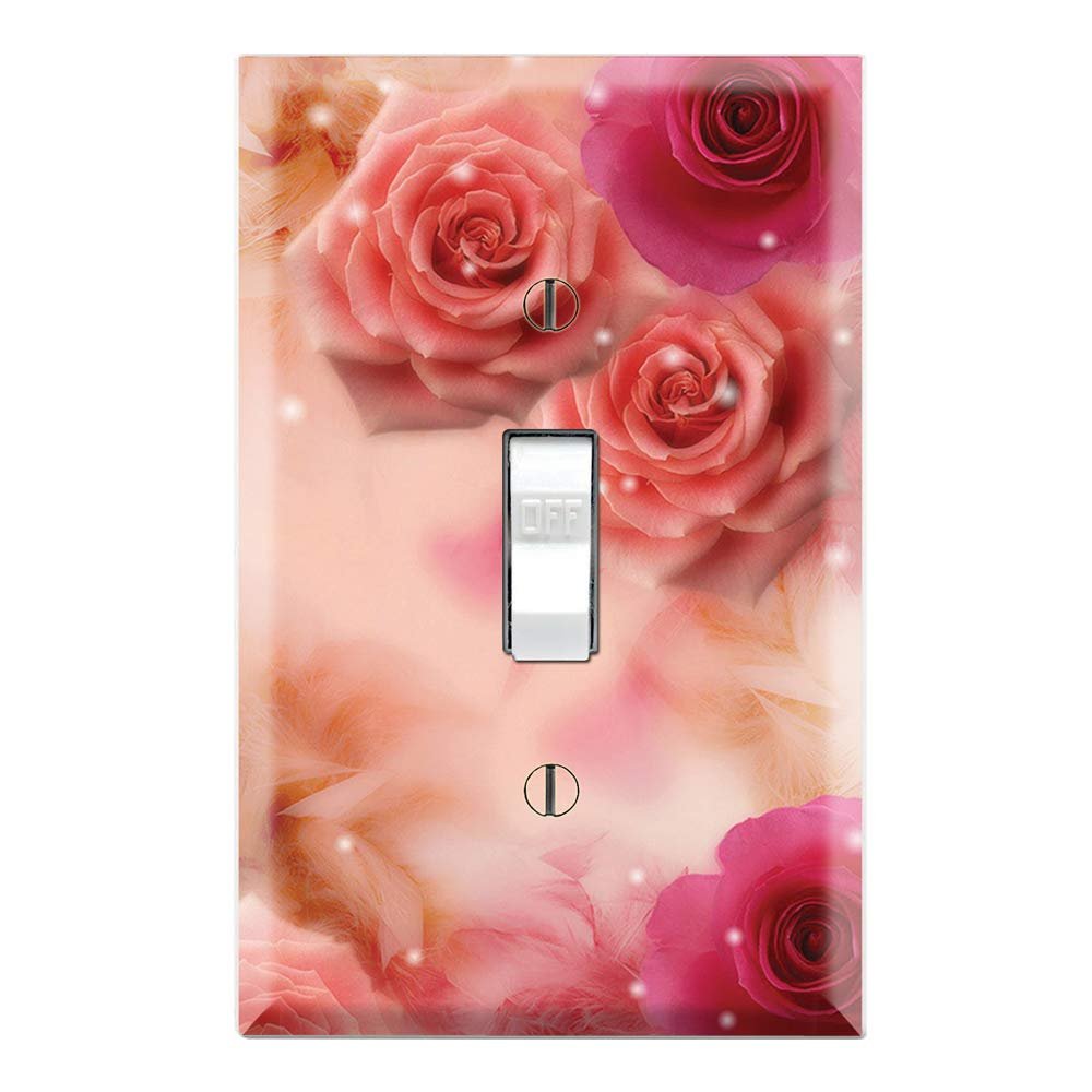 Graphics Wallplates - Pink Roses - Single Toggle Wall Plate Cover