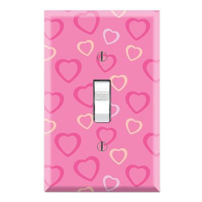 Graphics Wallplates - Pink Hearts - Single Toggle Wall Plate Cover