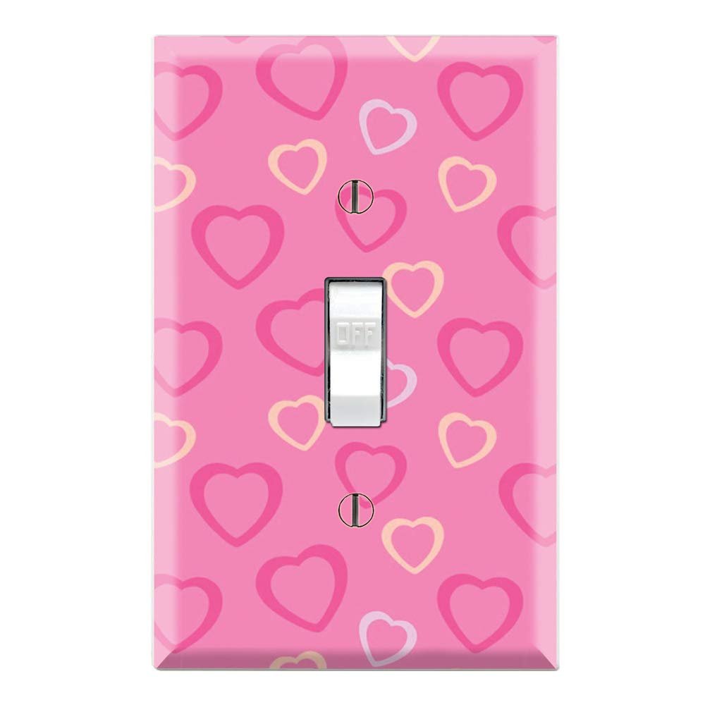 Graphics Wallplates - Pink Hearts - Single Toggle Wall Plate Cover
