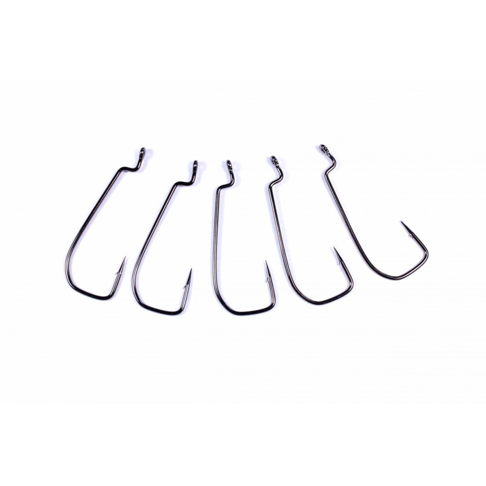Lunker City Fishing 3/0 Texposer Hook 5 Pack Vertical Gap Bend Steel Black Nickel Extra Long Needle Point for Soft Plastic Bass Lure Stick Baits - 3/0, 5 Hooks