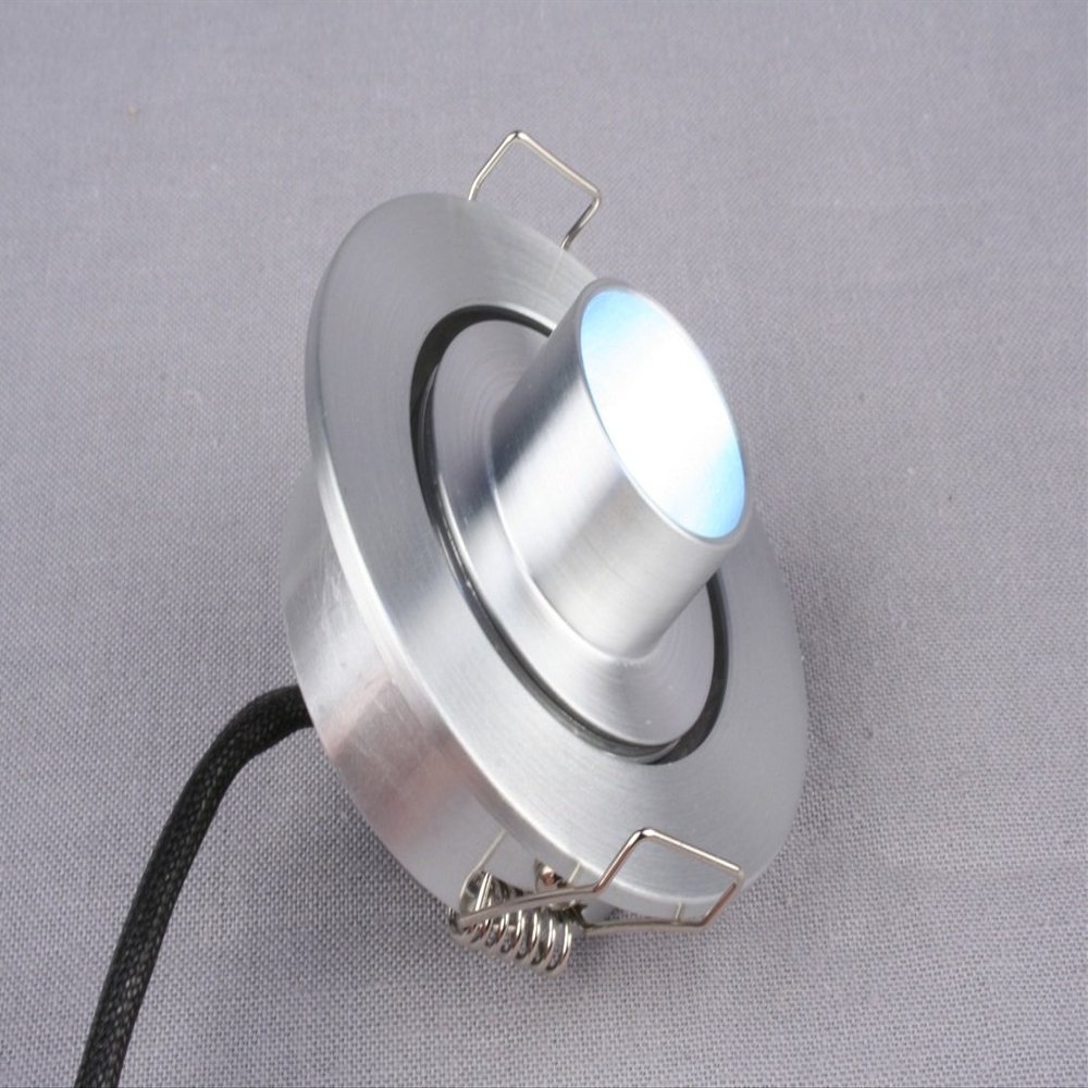 Mini Spotlight Eyeball Down Light LED Fixture (12 to 24 VDC) - 1 Watt White LED Down Light for Auto, Truck, RV, Boat and Aircraft