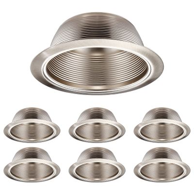 TORCHSTAR 6-Pack 6 Inch Recessed Light Trim, Step Baffle, Satin Nickel