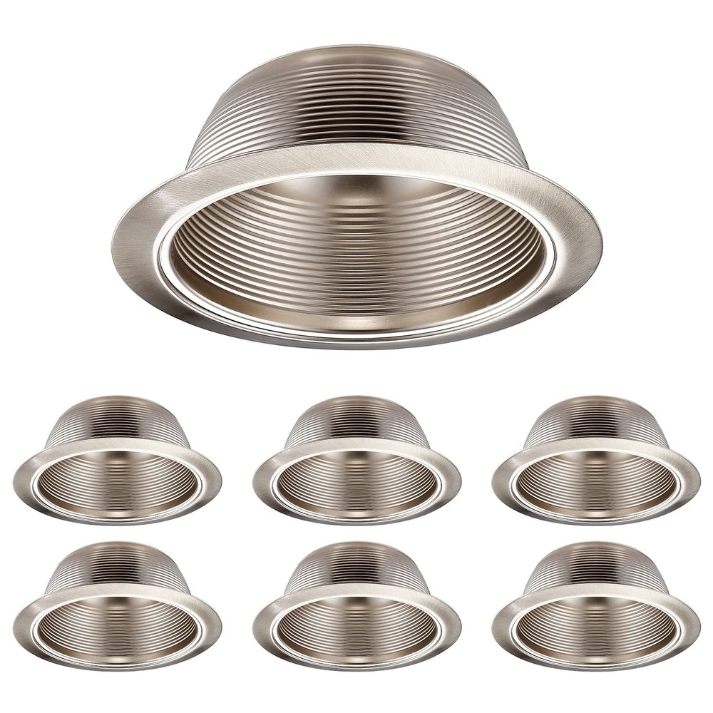 TORCHSTAR 6-Pack 6 Inch Recessed Light Trim, Step Baffle, Satin Nickel