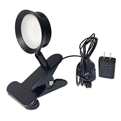 BRILLRAYDO 5W LED Reading Clamp Clip Desk Light ON/OFF Button Plug-in Lamp Fixture Black Finish Dimmable Color-Tem Changeable