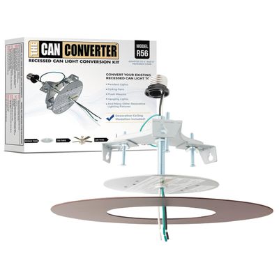 The Can Converter R56 Recessed Can Light Conversion Kit w/ 7" Flat Ceiling Medallion - Home Improvement for 5" & 6" Cans, Converter Kit for Fan & Light Fixture, UL Certified, Oil Rubbed Bronze