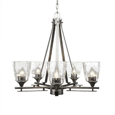 Toltec Lighting 325-AS-461 Uptowne 5 Light Chandelier, 4.5" Bubble Glass