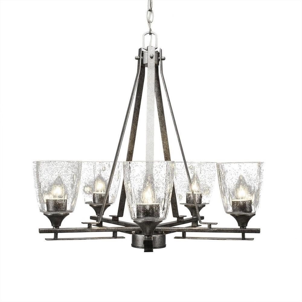 Toltec Lighting 325-AS-461 Uptowne 5 Light Chandelier, 4.5" Bubble Glass