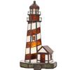 Bieye L10616 Lighthouse Tiffany Style Stained Glass Accent Table Lamp Night Light for Home Decoration (6x5x11, Amber) view 1