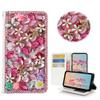 STENES Bling Case Compatible with iPhone 8 Plus Case - 3D Handmade Crystal Flowers Floral Desgin Wallet Credit Card Slots Fold Stand Leather Cover - Pink view 1