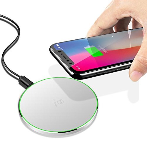 Mcdodo LED Wireless Fast Charger Charging 10W Pad for iPhone X, 8/8 Plus, Nexus 5/6 / 7, and Other Devices, Provides Fast-Charging for Galaxy S8/ S8+/ S7 / S7 Edge / S6 Edge+, and Note 5 (White)