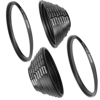 Neewer 18 Pieces Metal Camera Lens Filter Adapter Ring Kit 9 Pieces Step Up Ring+9 Pieces Step Down Ring Set Compatible with Canon Nikon Sony Olympus DSLR Camera (Black)