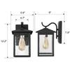 LALUZ Rectangle Outdoor Wall Lights Farmhouse Front Porch Light 12.2, Black Outside Lights for House with Seeded Glass, Anti-Rust Exterior Light Fixtures Wall Mount for Patio, Entryway, Yards view 2