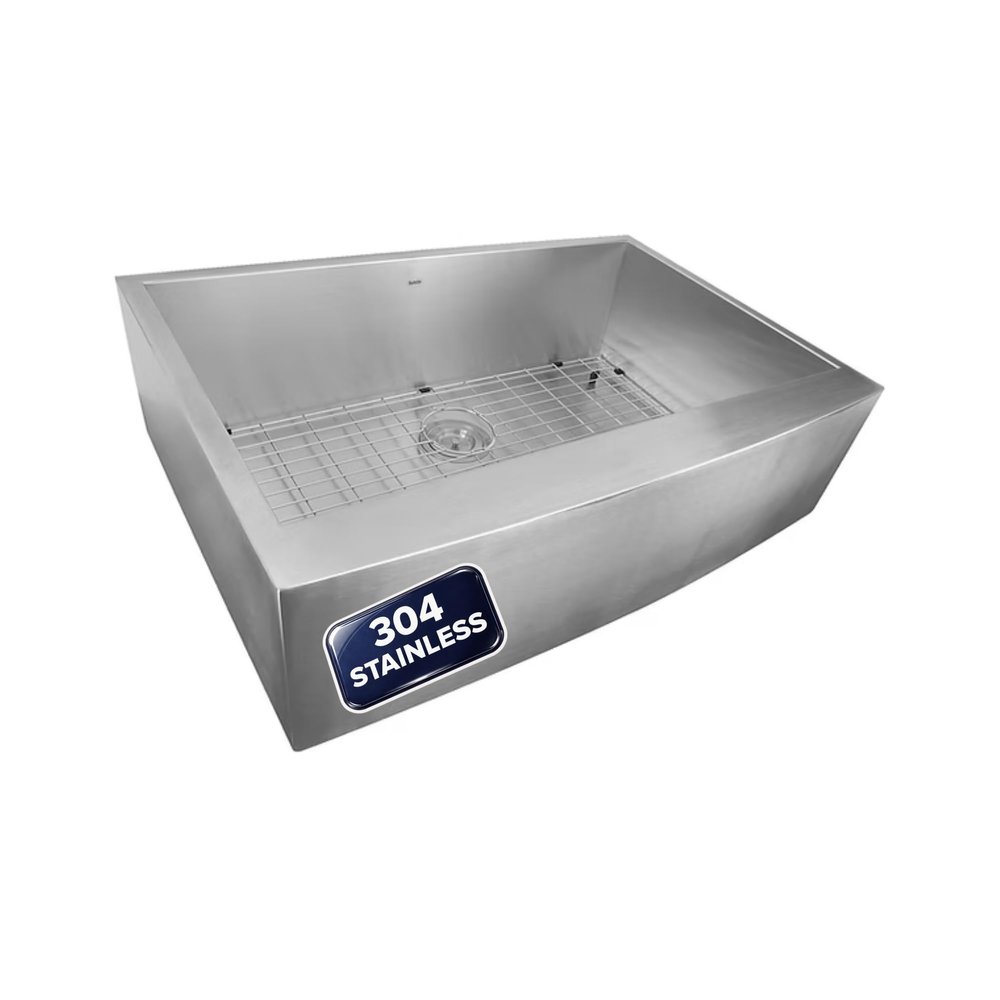 Nantucket Sinks APRON332110-16 33-Inch Pro Series Single Bowl Undermount Apron Kitchen Sink, Stainless Steel