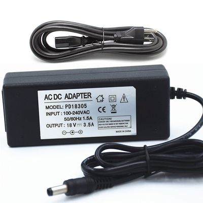 18V 3.5A 63W AC/DC Power Supply Adapter Transformer Interface 5.5x2.5mm Suitable for Security Equipment LCD LED Lighting Communications Equipment Digital Products UL and FCC Approved with Power Cord