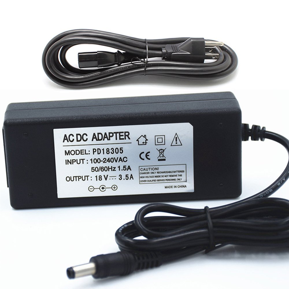 18V 3.5A 63W AC/DC Power Supply Adapter Transformer Interface 5.5x2.5mm Suitable for Security Equipment LCD LED Lighting Communications Equipment Digital Products UL and FCC Approved with Power Cord