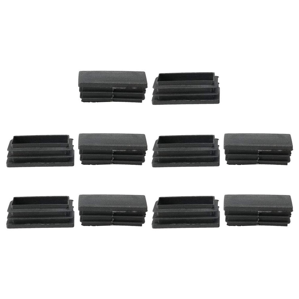 uxcell 10Pcs Home Rectangle Tube Inserts End Blanking Cap 48mmx24mm Black