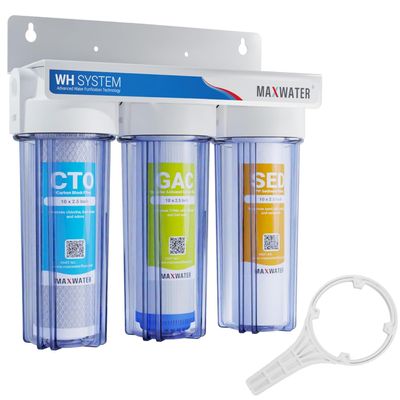 Max Water Whole House Water Filter System 3 Stage 10" x 2.5" for City Water