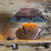 Mesquite Lamp with Copper Shade - Turquoise Inlay 16" Total Height with Scallop Punch Rectangle... view 1