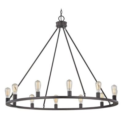Bainbridge 12-Light Bronze Industrial Round Chandelier