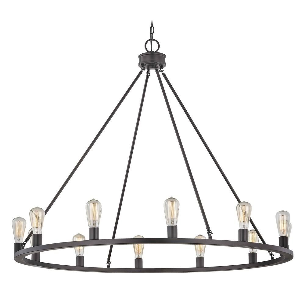 Bainbridge 12-Light Bronze Industrial Round Chandelier