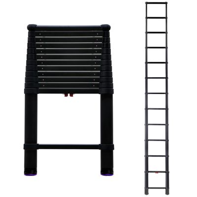 Telesteps 1600ET Tactical Telescoping Extension Ladder 12.5 ft Height, 16 ft Reach | Type 1A 300 lb Rated | Black Anodized Military-Grade Aluminum Ladder with One-Touch Retraction & Dual-Side Climb