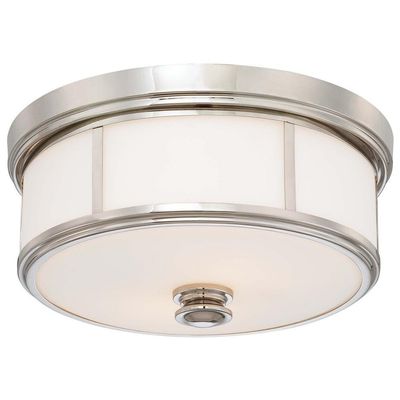 Minka Lavery Flush Mount Ceiling Light 6368-613 Low Profile Fixture, 3-Light 180 Watts, Polished Nickel