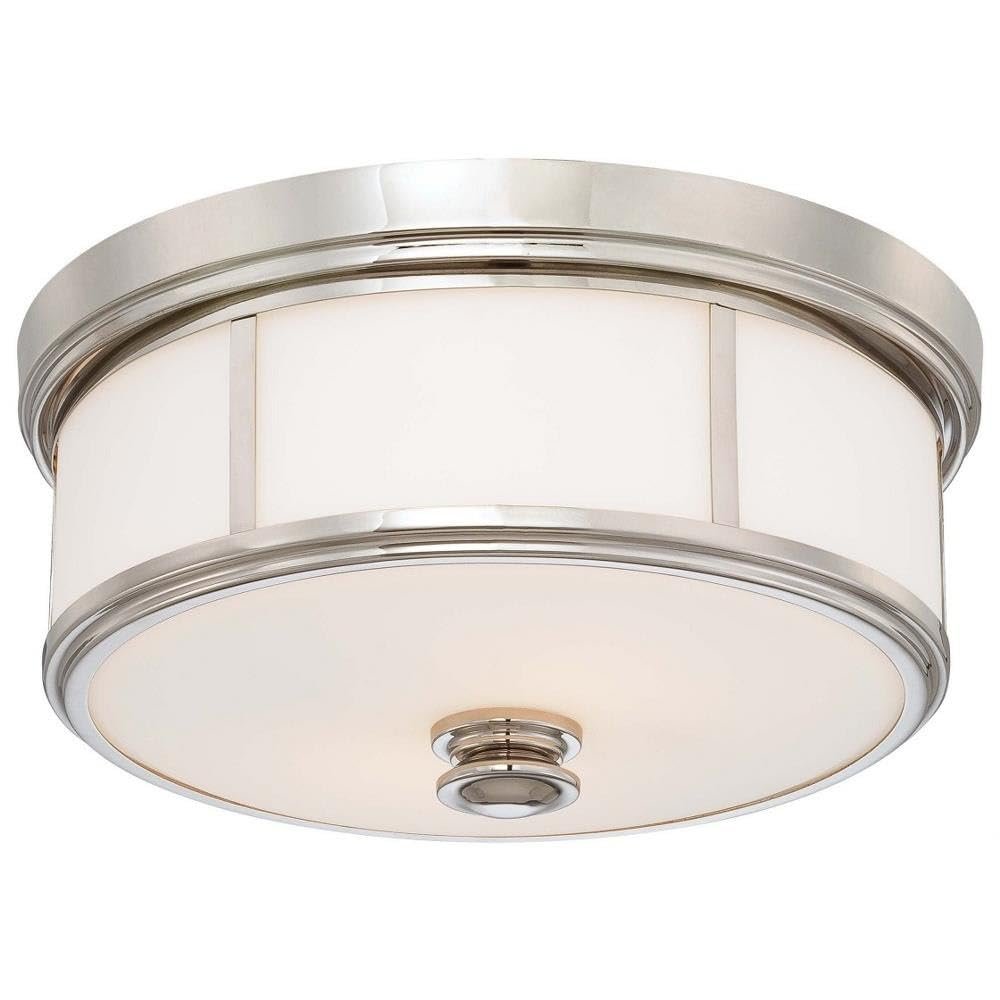 Minka Lavery Flush Mount Ceiling Light 6368-613 Low Profile Fixture, 3-Light 180 Watts, Polished Nickel