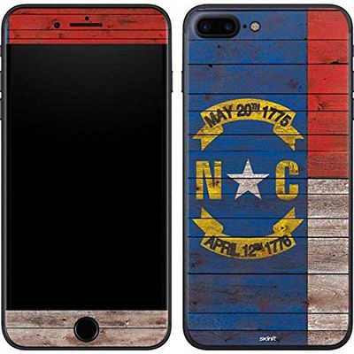 Skinit Decal Phone Skin Compatible with iPhone 8 Plus - Originally Designed North Carolina Flag Dark Wood Design