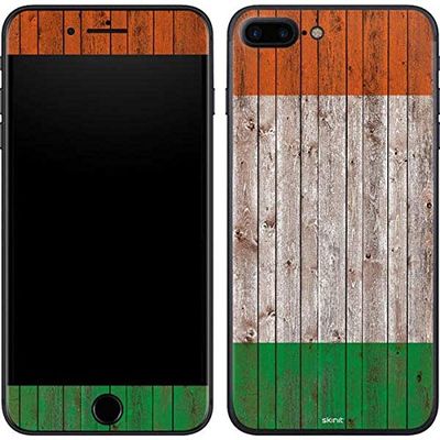 Skinit Decal Phone Skin Compatible with iPhone 8 Plus - Originally Designed Ireland Flag Dark Wood Design