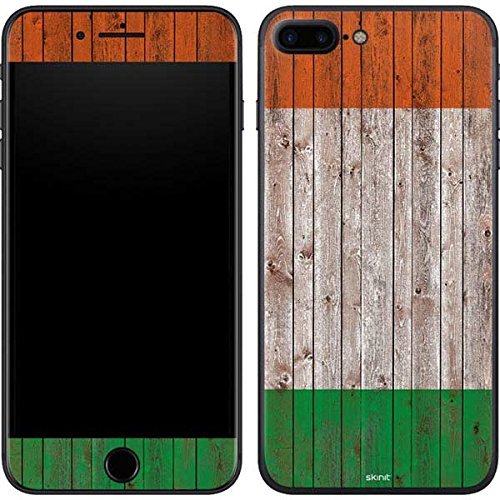Skinit Decal Phone Skin Compatible with iPhone 8 Plus - Originally Designed Ireland Flag Dark Wood Design