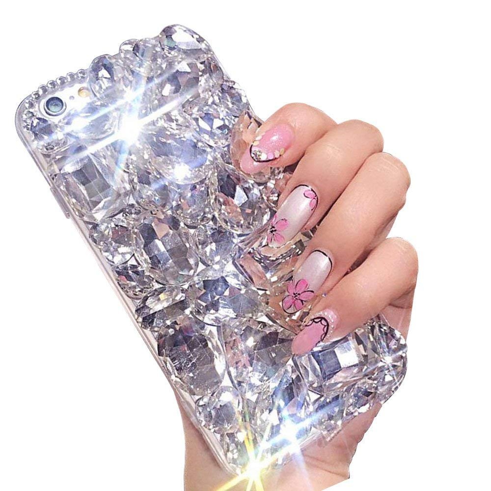 Aearl Bling Diamond Case for iPhone 8 Plus/7 Plus 5.5 inch, 3D Homemade Luxury Sparkle Crystal Rhinestone Shiny Glitter Full Clear Stones Back Phone Cover for iPhone 7 Plus/8 Plus - Clear