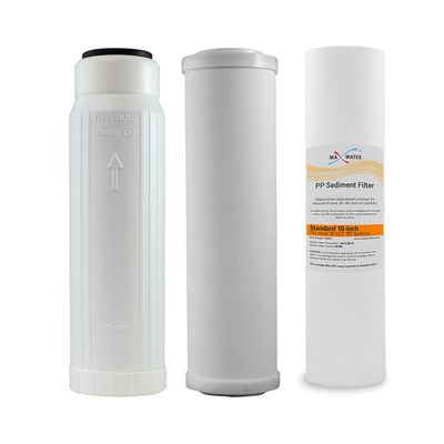Max Water 3 Stages Filter Set (Ceramic Filter + 1M Sediment + Carbon GAC) Compatible with Standard 10" Whole House RO Systems