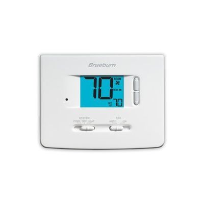 Braeburn 1020NC Thermostat, Builder Series Non-Programmable, Single Stage Heat/Cool Conventional or Heat Pump w/Large Display by Braeburn