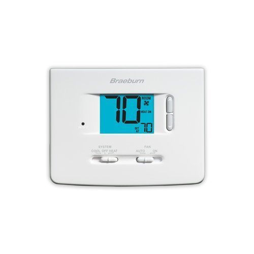 Braeburn 1020NC Thermostat, Builder Series Non-Programmable, Single Stage Heat/Cool Conventional or Heat Pump w/Large Display by Braeburn
