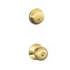 Schlage FB50 V PLY 505 605 Single Cylinder Deadbolt and Keyed Entry Plymouth Knob, Bright Brass view 1