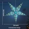 GalaxyArts Paper Star Lantern, 24 Inch Chakra Turquoise 3D Light-Up Hanging Lamp, Handcrafted Hollow Out Star Decoration for Christmas, Wedding, Parties, Birthday, Indoor Outdoor Home Dcor (Medium) view 2
