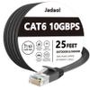 Jadaol Cat 6 Ethernet Cable 25 ft, 10Gbps Support Cat8 Cat7 Network, Flat RJ45 LAN Patch Cable, High-Speed Wired Internet Cable for Router, Modem, Switch, Gaming Consoles, PC, Streaming Devices, Black view 1