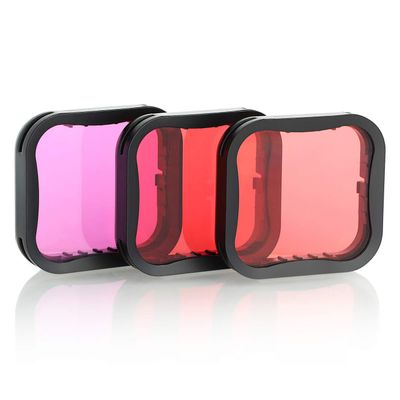 SOONSUN 3 Pack Dive Filter for GoPro Hero 5 6 7 Black Super Suit Dive Housing - Red,Light Red and Magenta Filter - Enhances Colors for Various Underwater Video and Photography Conditions