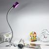 BRILLRAYDO 5W LED Reading Clamp Clip Desk Flexible Pipe Light ON/OFF Button Plug-in Lamp Fixture Purple Finish Brightness Color-Tem Changeable view 4
