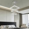 diisunbihuo Square 3-Ring Crystal Chandelier Adjustable Height Cool White view 4