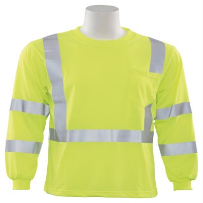 ERB 62127 ANSI Hi Vizability Long Sleeve T-Shirt, 4X-Large, Lime Green