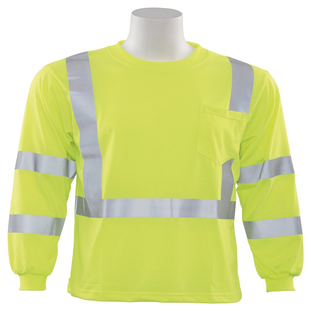 ERB 62127 ANSI Hi Vizability Long Sleeve T-Shirt, 4X-Large, Lime Green