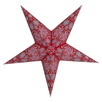 GalaxyArts Paper Star Lanterns, 24 Inch Red Chakra 3D Light-Up Hanging Lamp, Handcrafted Hollow Out 5-Point Star Decoration for Christmas, Wedding, Birthday, Parties, Indoor Outdoor Holiday Home Dcor