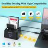 WAVLINK USB 3.0 and USB C to SATA Dual-Bay External Hard Drive Docking Station for 2.5/3.5 Inch HDD/SSD with UASP (6Gbps), Support Offline Clone/Duplicator Function [16TB X2 ]-Black view 3